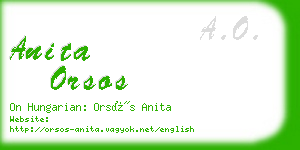 anita orsos business card